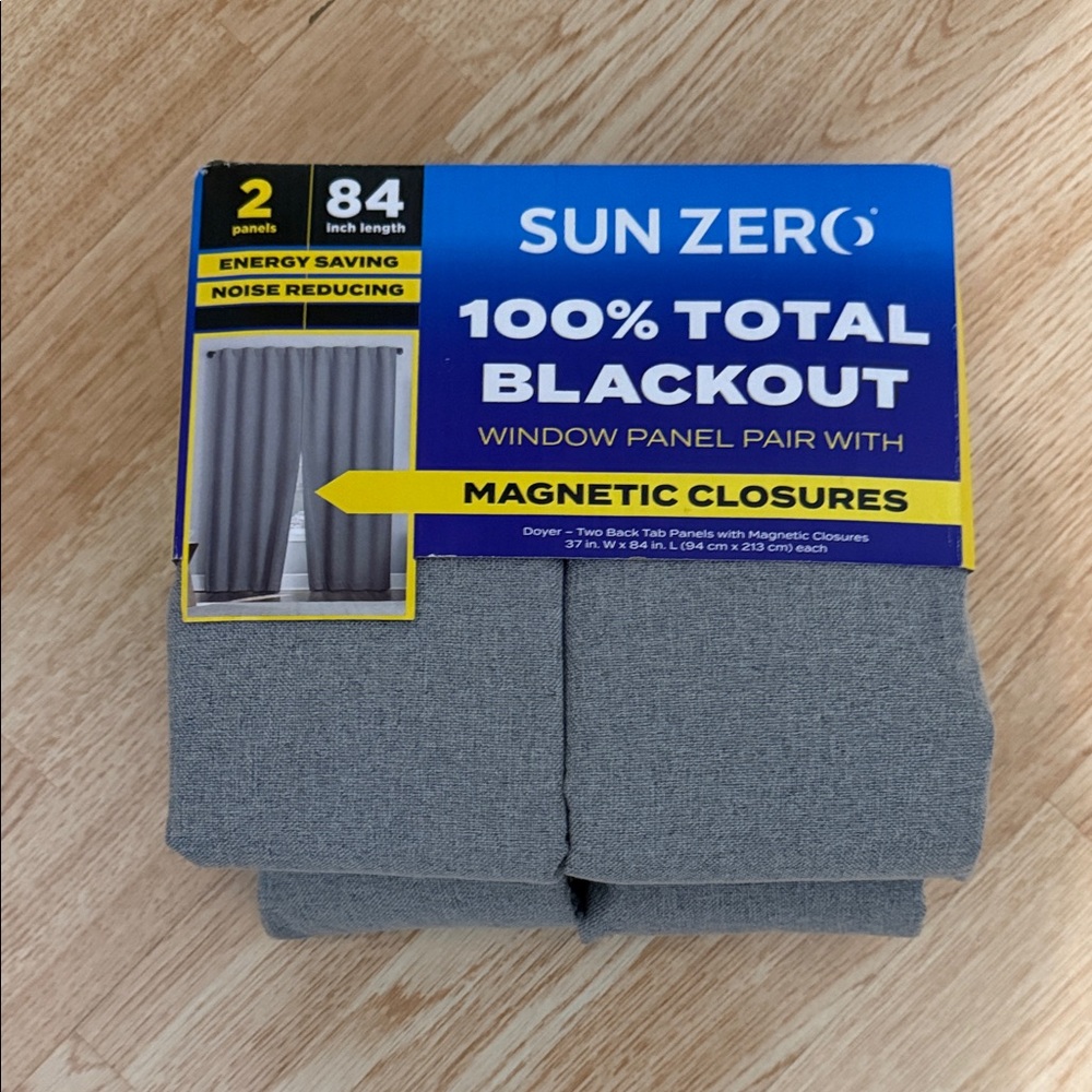 Gray Pair of Blackout Magnetic Curtains